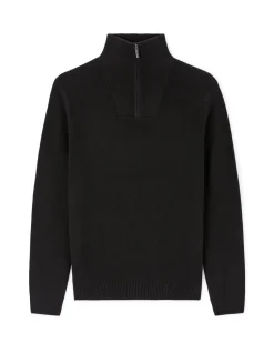Regular fit coltrui met rits in gemengd katoen - zwart