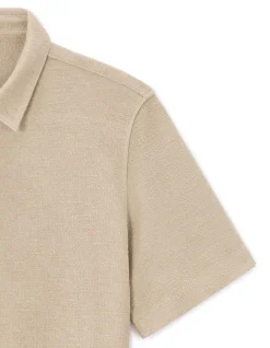 Regular fit gebreid hemd beige