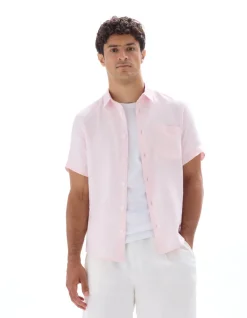 Regular fit hemd 100% linnen - Roze