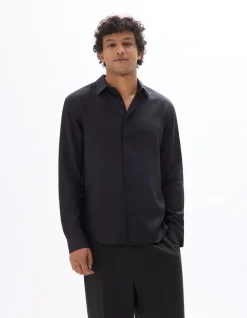 Regular fit hemd 100% TENCEL™ Lyocell - zwart