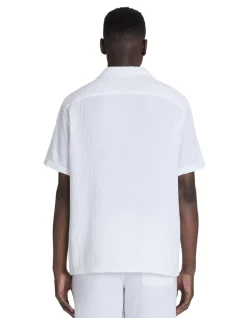 Regular fit hemd in katoengaas - wit