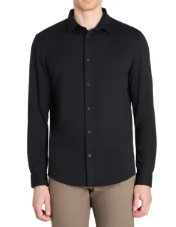 Regular fit hemd van jersey - zwart