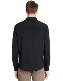 Regular fit hemd van jersey - zwart