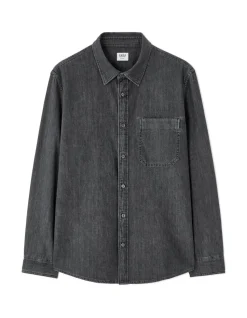 Regular fit jeanshemd 100% katoen - grijs