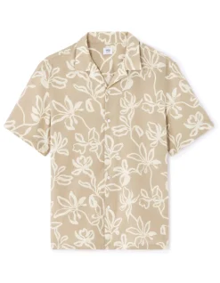 Regular fit katoenen gemêleerde chemisette - beige