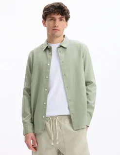 Regular fit katoenen mix shirt - kaki