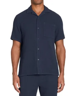 Regular fit katoengazen hemd - marineblauw