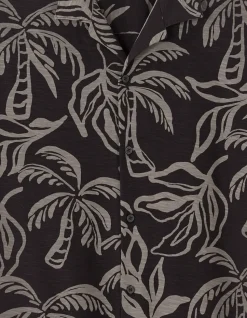 Regular fit kortemouwenhemd met palmboomprint - zwart