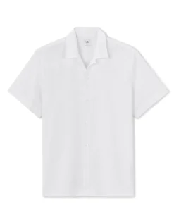 Regular fit kortemouwshirt linnen-katoen - wit