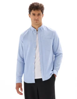 Regular Fit Overhemd 100% Oxford Katoen - Lichtblauw
