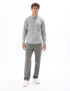 Regular fit overhemd, 100% Oxford katoen - donkergrijs