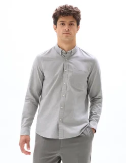Regular fit overhemd, 100% Oxford katoen - donkergrijs
