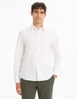 Regular fit overhemd in royal oxford - wit
