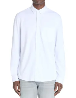 Regular fit piqué stretch katoen - wit