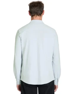 Regular fit piqué stretch katoen - lichtblauw