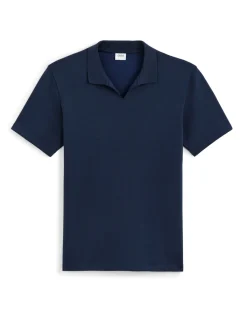 Regular fit polo met Cubaanse kraag in gemengd katoen - marine