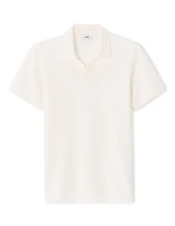 Regular fit polo met wafelstructuur - ecru