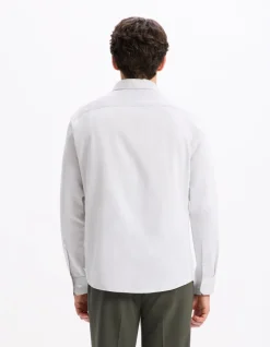 Regular fit satijnen effect shirt 100% katoen - grijs