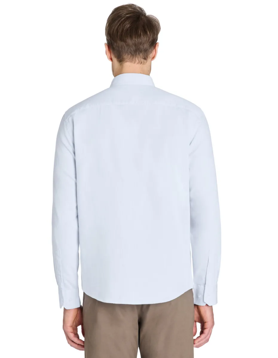 Regular fit satijnen effect shirt 100% katoen - blauw
