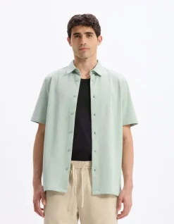 Regular fit shirt in jersey - saliegroen