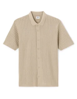 Regular fit shirt in opengewerkt breisel - beige