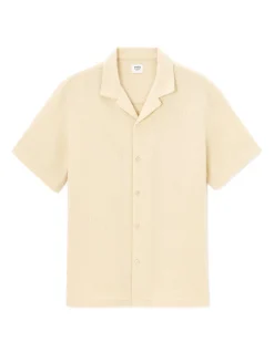 Regular fit shirt met korte mouwen van 100% slub katoen - beige