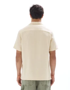 Regular fit shirt met korte mouwen van 100% slub katoen - beige