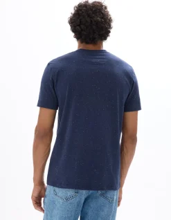 Regular Fit T-shirt met ronde hals en reliëf - marineblauw