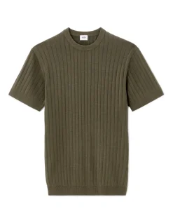 Regular fit T-shirt met ronde hals in tricot - kaki