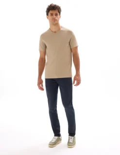 Regular fit T-shirt V-hals 100% katoen - beige