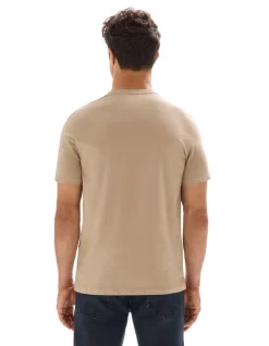 Regular fit T-shirt V-hals 100% katoen - beige