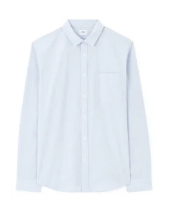 Regular gestreepte shirt 100% katoen - blauw