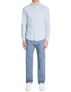 Regular gestreepte shirt 100% katoen - blauw