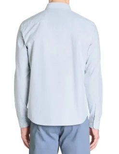 Regular gestreepte shirt 100% katoen - blauw
