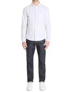 Regular gestreepte shirt 100% katoen - beige