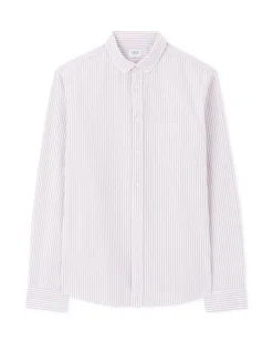 Regular gestreepte shirt 100% katoen - paars