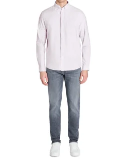 Regular gestreepte shirt 100% katoen - paars