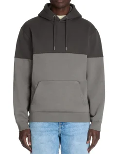 Regular hooded katoenmix sweatshirt - antraciet