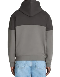 Regular hooded katoenmix sweatshirt - antraciet