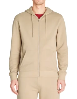 Regular hoodie met rits 100% katoen - beige