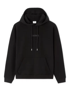 Regular hoodie van katoenmix met capuchon - zwart