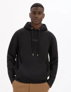 Regular hoodie van katoenmix met capuchon - zwart