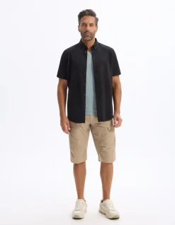 Regular jersey piqué shirt - zwart