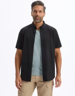 Regular jersey piqué shirt - zwart
