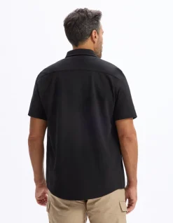 Regular jersey piqué shirt - zwart