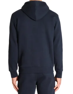 Regular katoenen mix hoodie met rits en capuchon - marineblauw