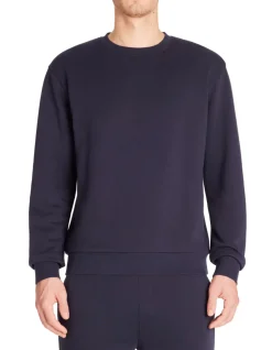 Regular ronde hals sweatshirt 100% katoen - marineblauw