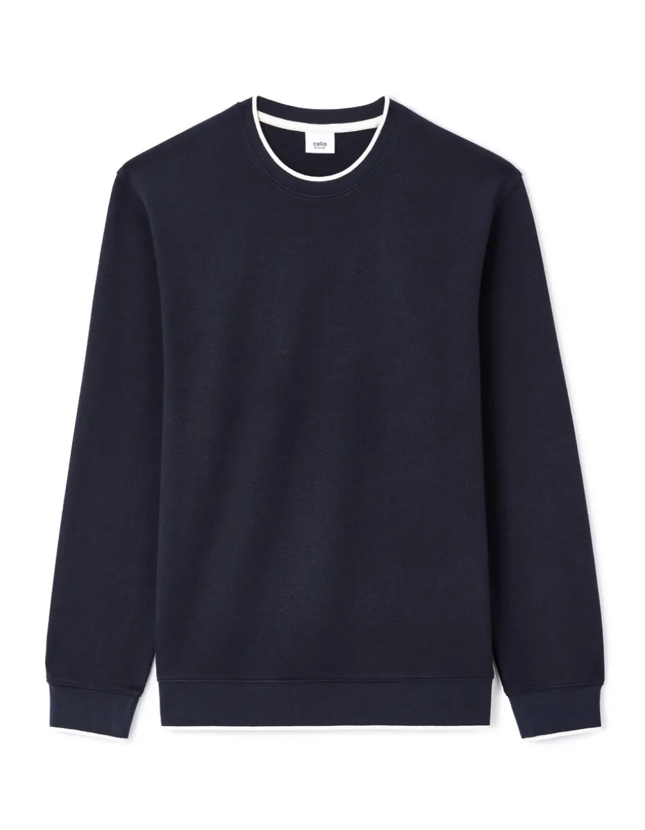 Regular ronde hals sweatshirt van katoenmix - marineblauw