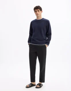 Regular ronde hals sweatshirt van katoenmix - marineblauw
