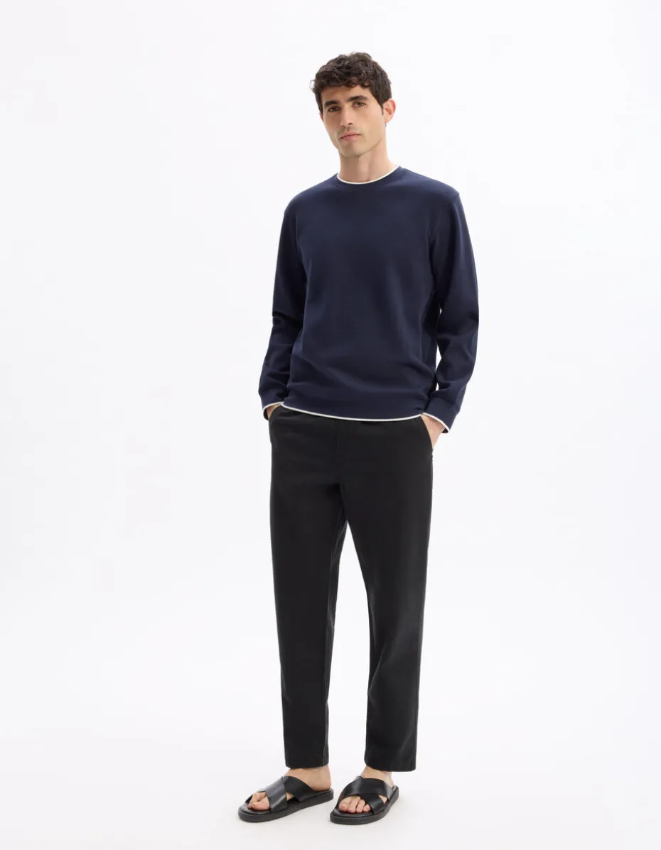 Regular ronde hals sweatshirt van katoenmix - marineblauw